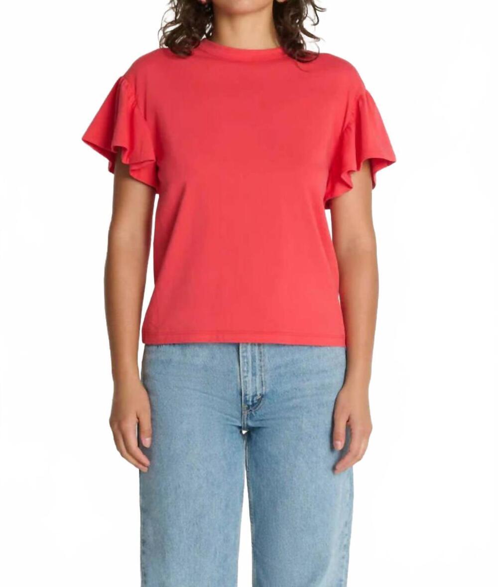 NEW NATION LTD camille ruffle sleeve top in flora/red